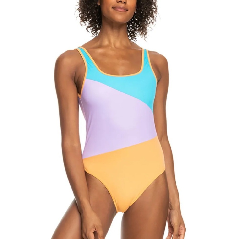 NWOT Roxy Bachelor Button Colorblock Party One Piece Swim Suit